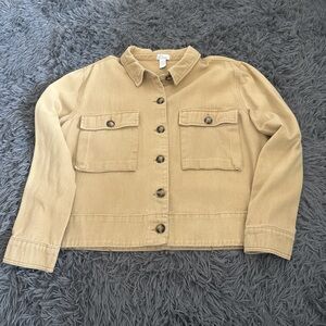 tan button up jacket